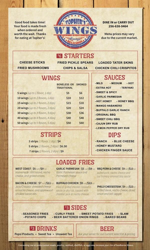 Topher's Wings Menu image 2